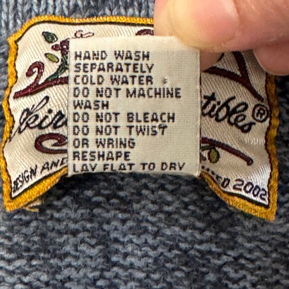 Heirloom Collectibles Fair Isle Zip Cardigan Blue Floral Nordic Vintage M - Picture 4 of 9